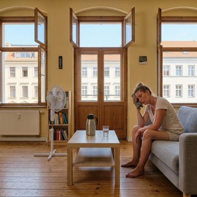 Personnes souffrant de la chaleur étouffante et de la canicule extrême à la maison